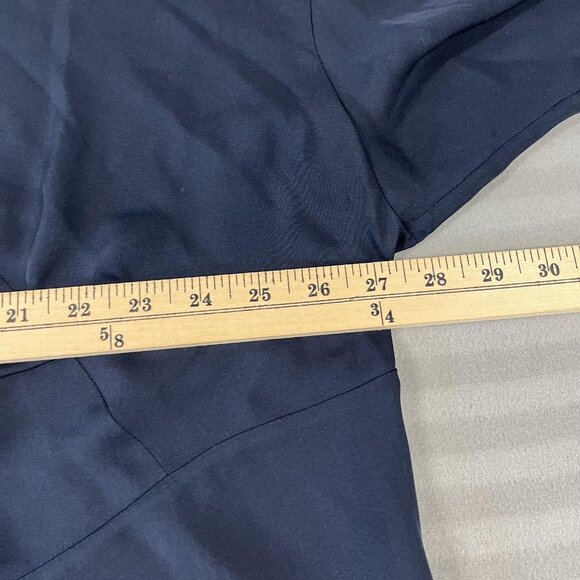 Lafayette 148 Shirt Womens 2X Blue Black Silk Geometric Print Blouse Top Plus - Picture 5 of 6